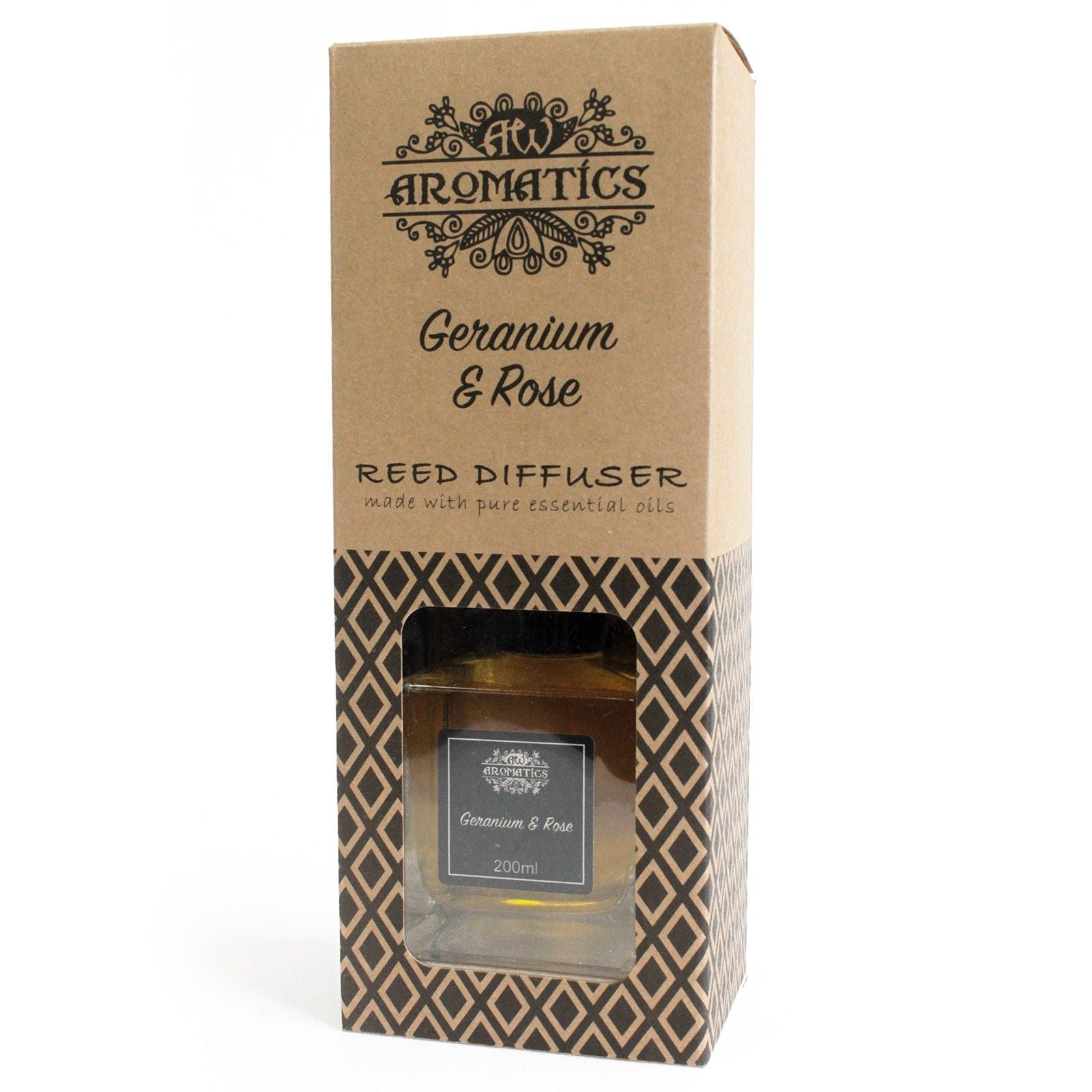 200ml Geranium & Rose Essential Oil Reed Diffuser – reed diffuser, alternate product view 3