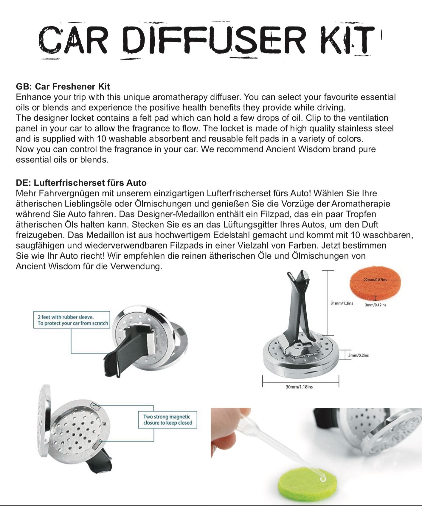 Car Diffuser Kit – Lotus Buddha – 30mm – car diffuser, alternate product view 5