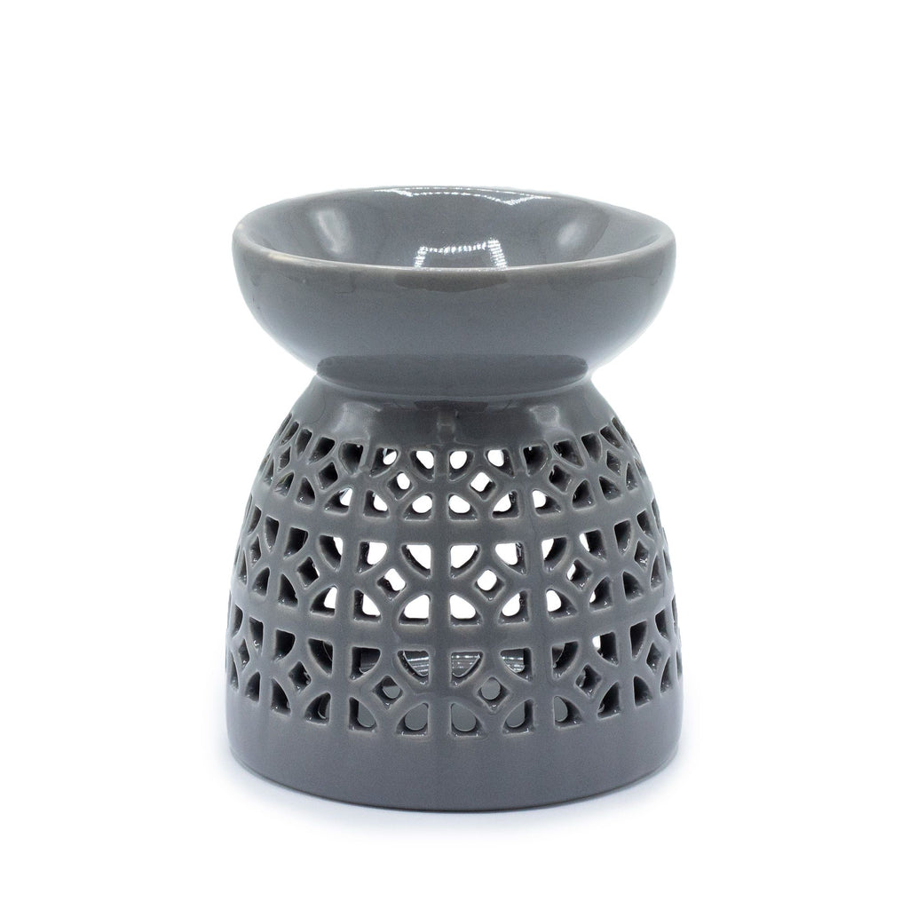 Classic Oil Burner – Morrocan Cutout – Grey – grey oil burner, alternate product view 2