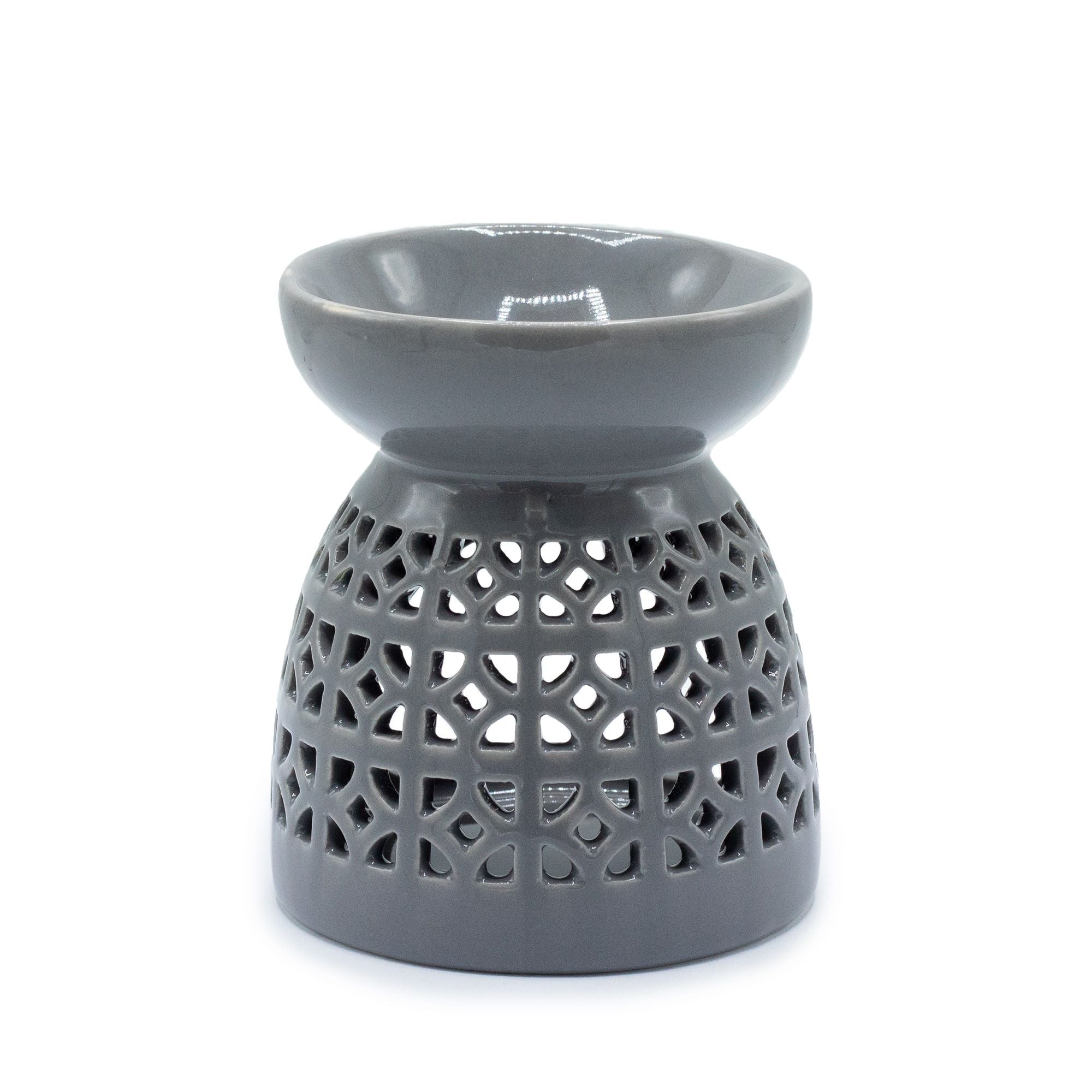Classic Oil Burner – Morrocan Cutout – Grey – grey oil burner, alternate product view 2