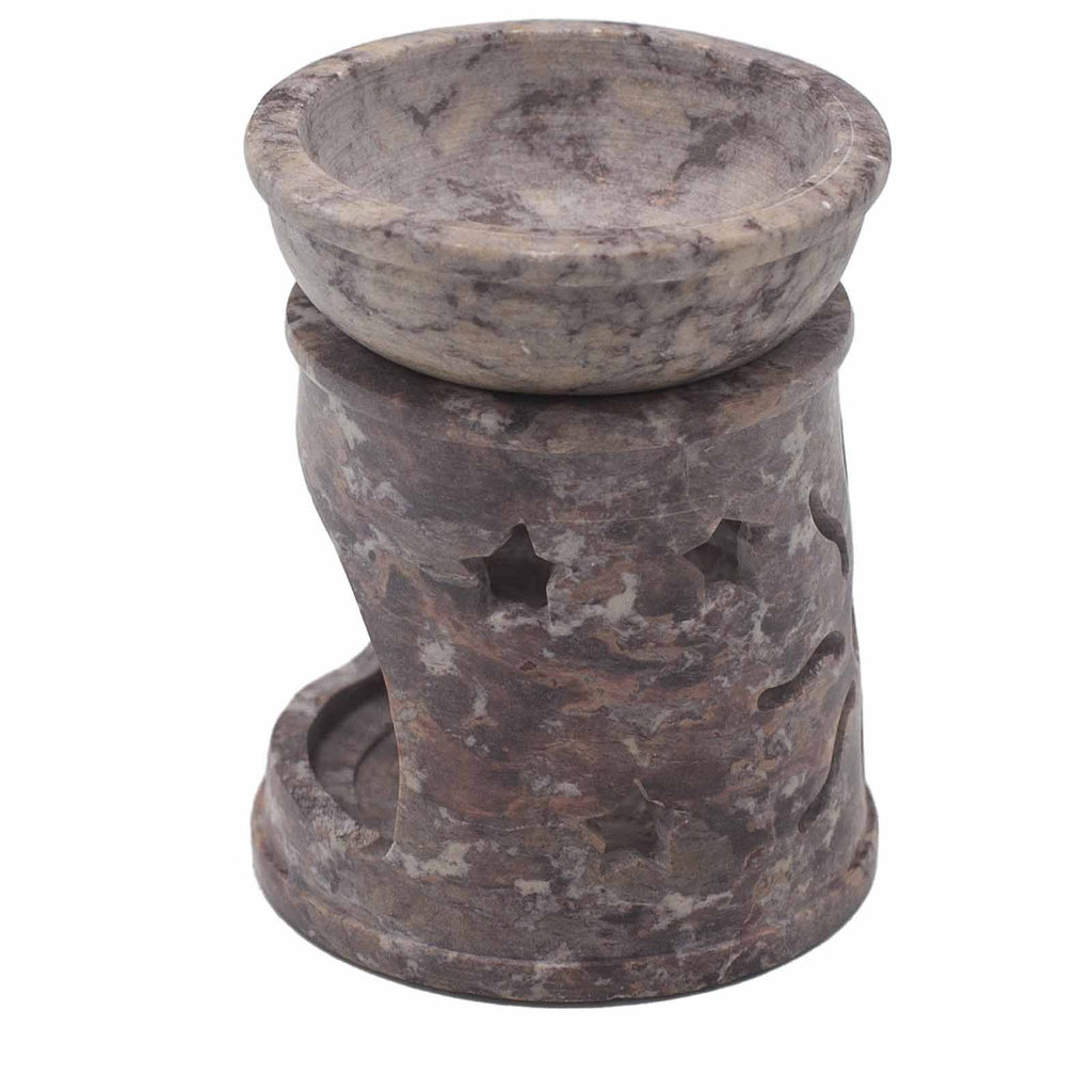 Small Soapstone Oil Burner 8cm – Sun & Stars – oil burner, main product view