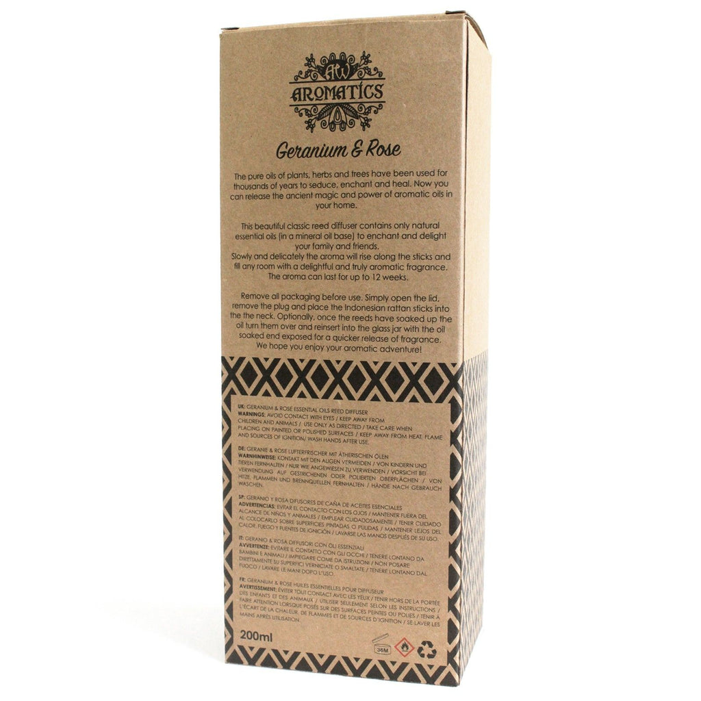 200ml Geranium & Rose Essential Oil Reed Diffuser – reed diffuser, alternate product view 2