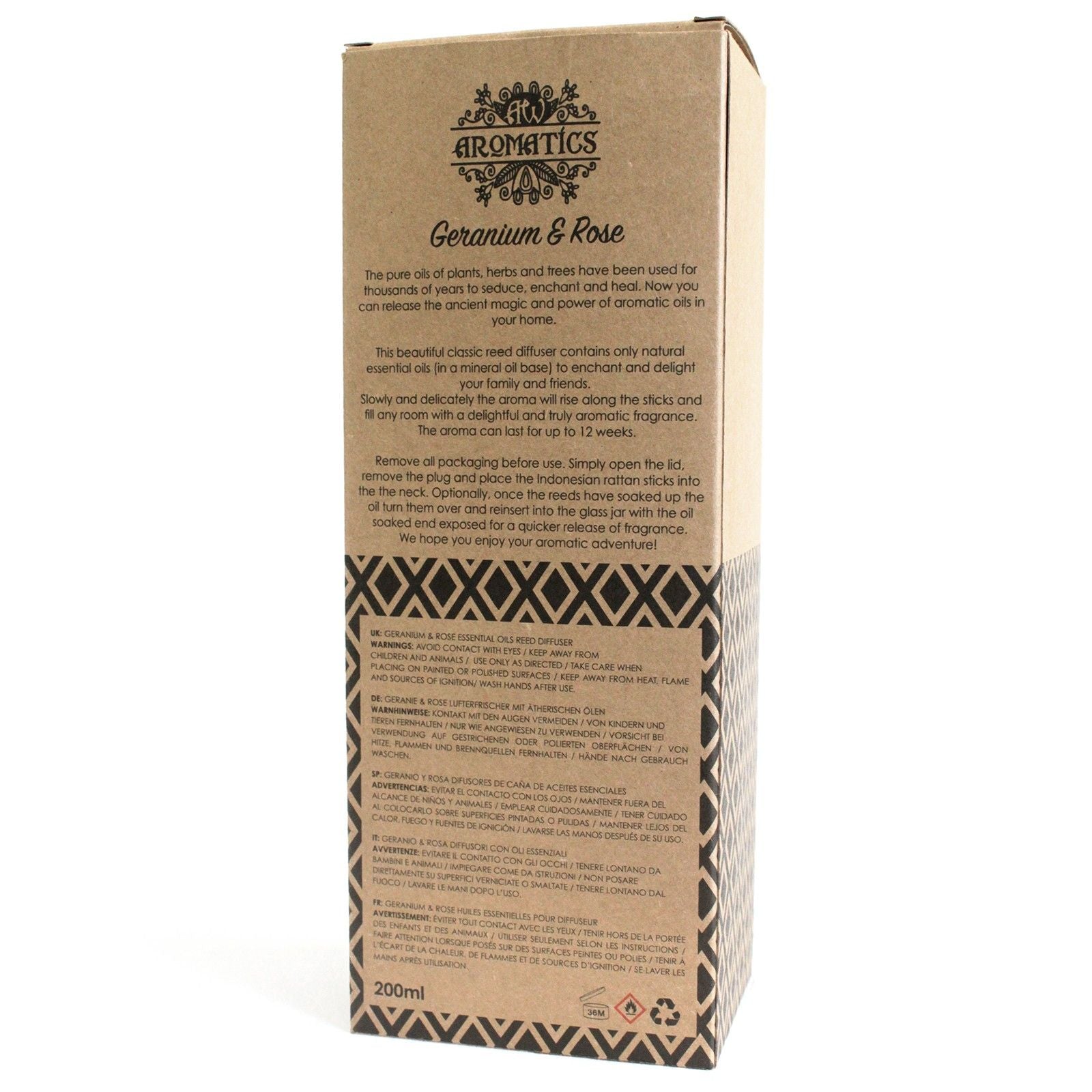 200ml Geranium & Rose Essential Oil Reed Diffuser – reed diffuser, alternate product view 2