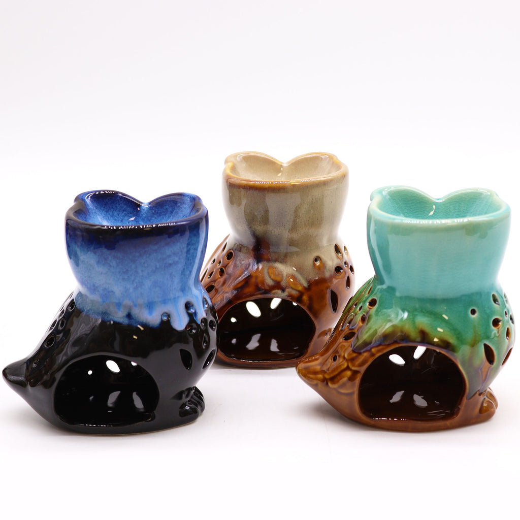 Classic Rustic Oil Burner – Owl Side – on (assorted) – oil burner, alternate product view 2