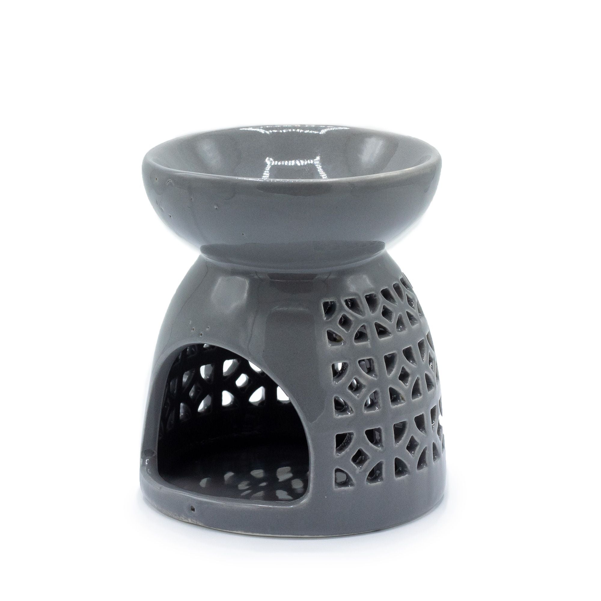 Classic Oil Burner – Morrocan Cutout – Grey – grey oil burner, main product view