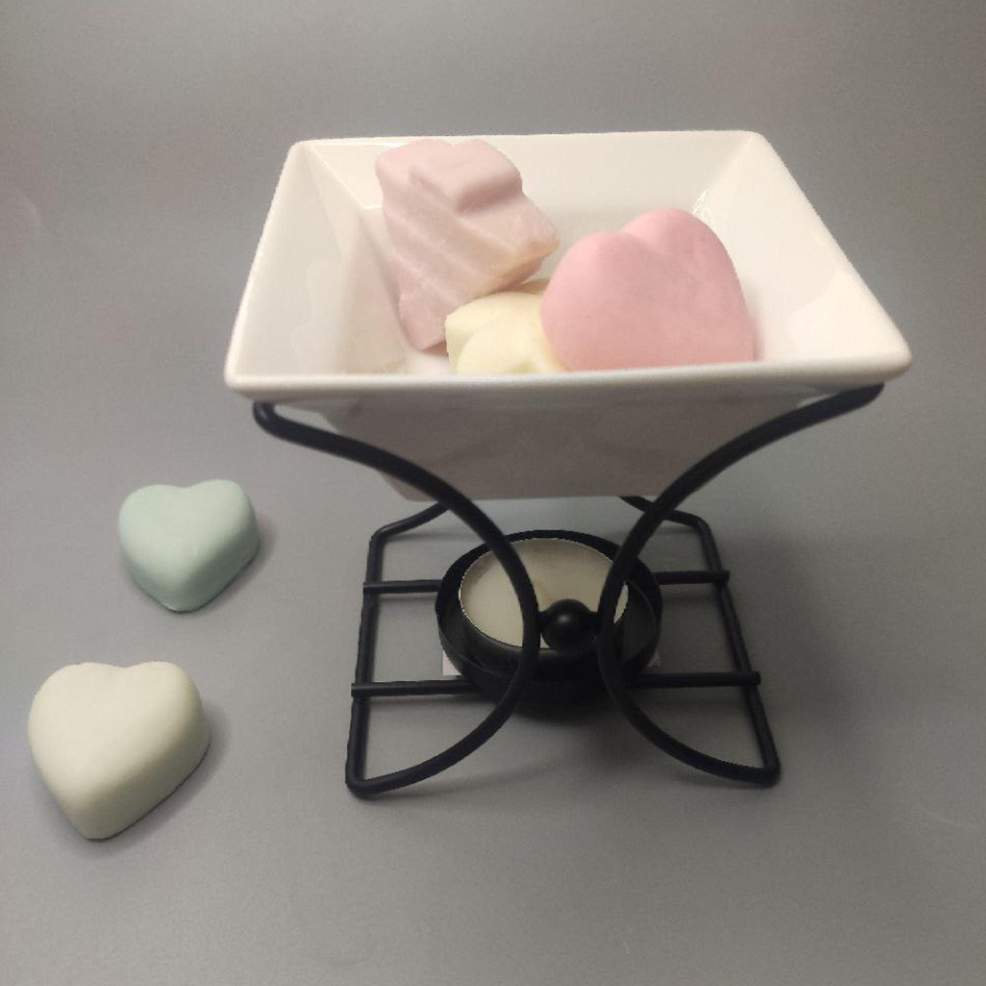 Ceramic & Metal Square Stand – Oil Burner – oil burner, alternate product view 2