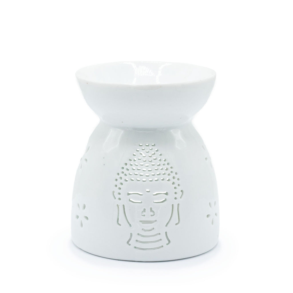 Oil Burner Buddha Cut Out – White – white oil burner, alternate product view 2