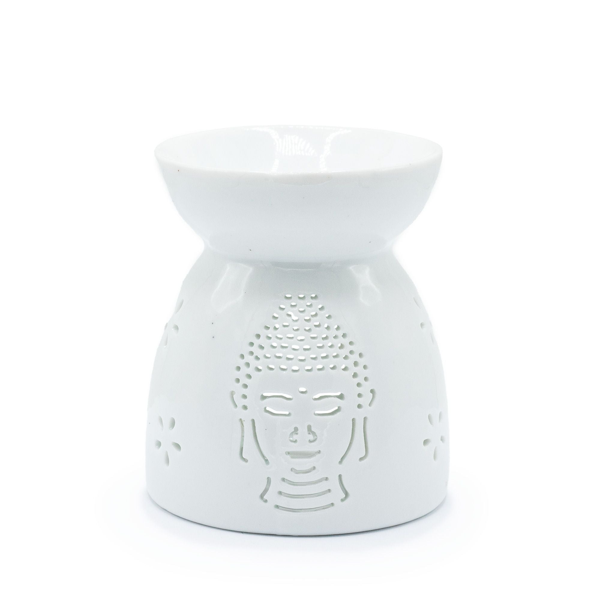 Oil Burner Buddha Cut Out – White – white oil burner, alternate product view 2