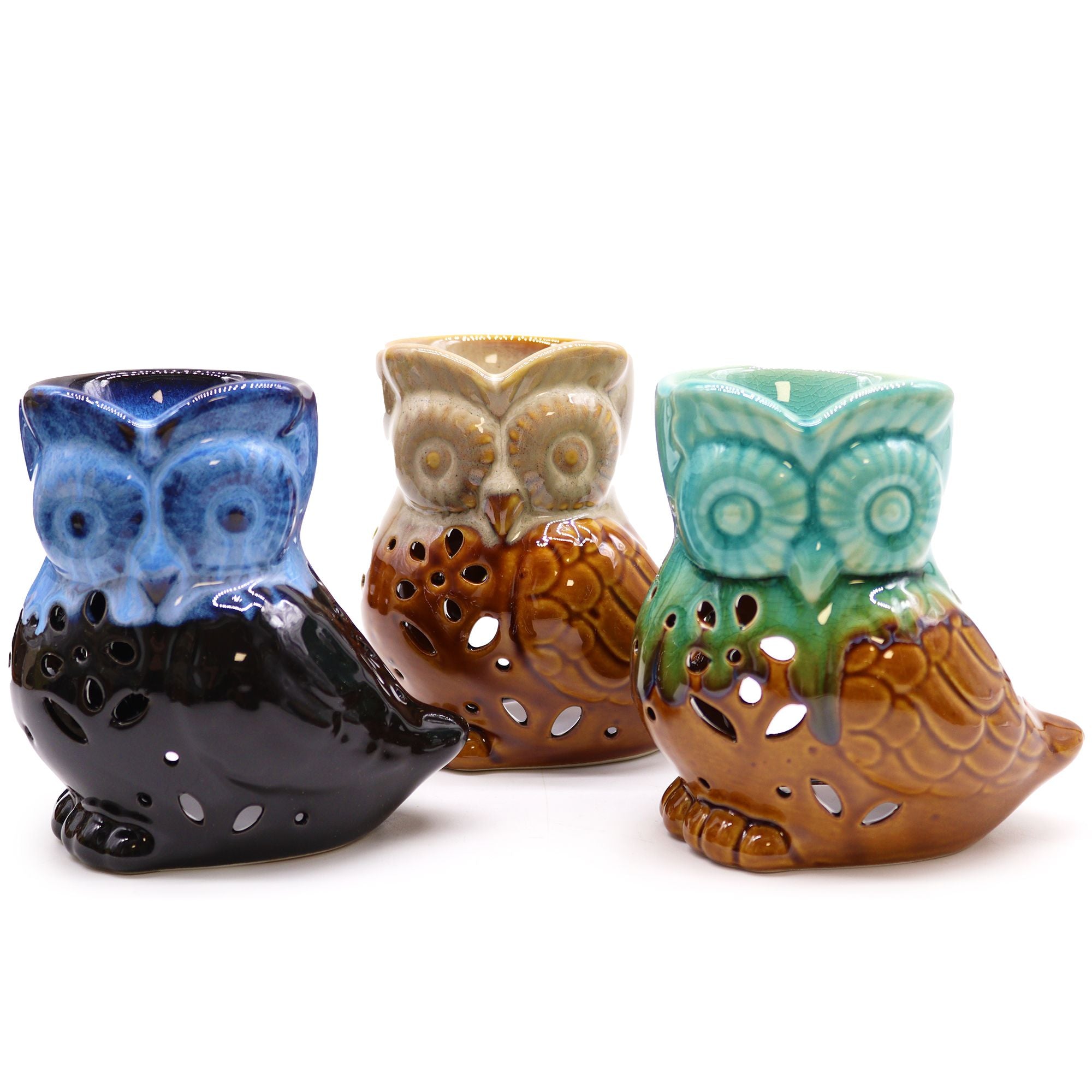 Classic Rustic Oil Burner – Owl Side – on (assorted) – oil burner, main product view