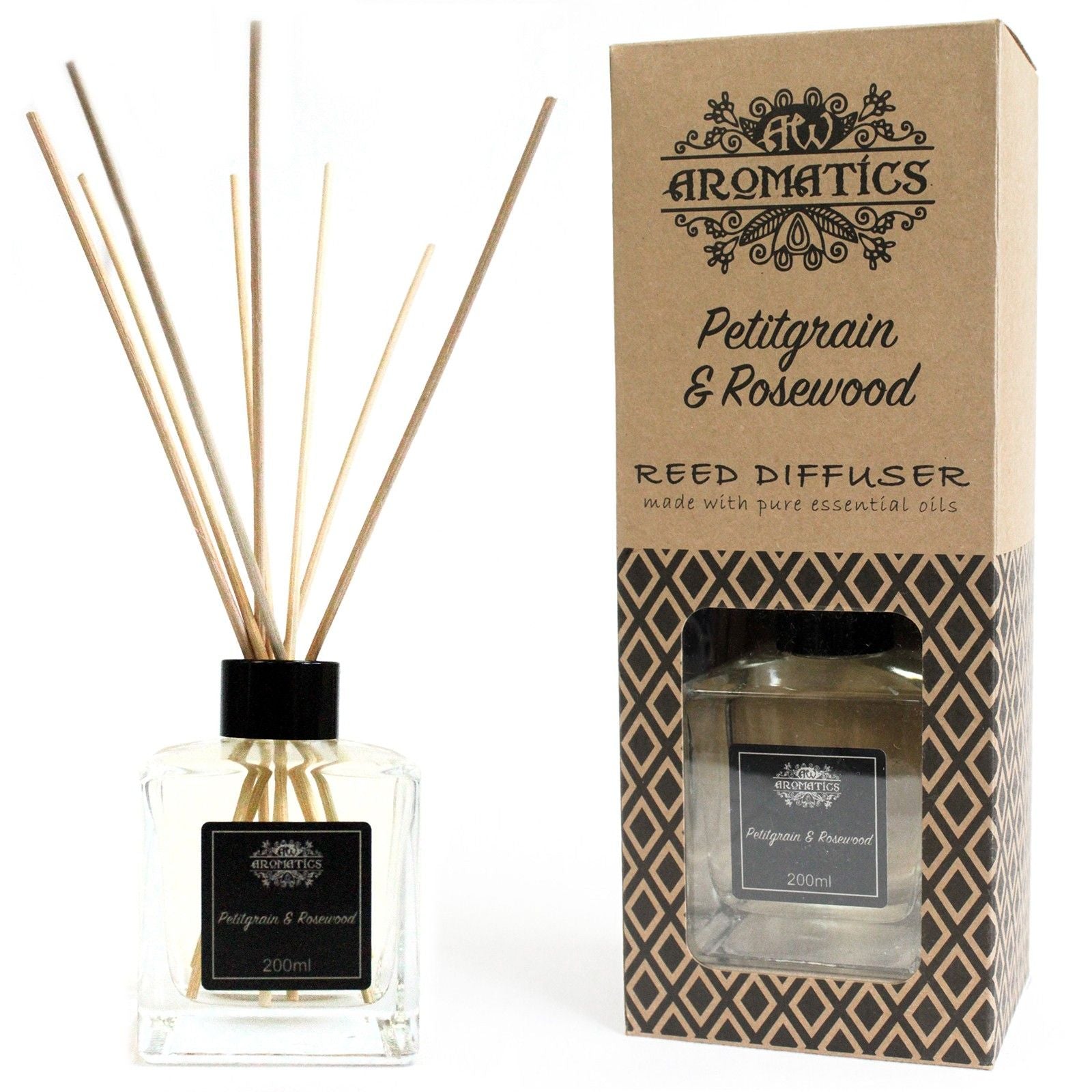 200ml Petitgrain & Rosewood Essential Oil Reed Diffuser – reed diffuser, alternate product view 2