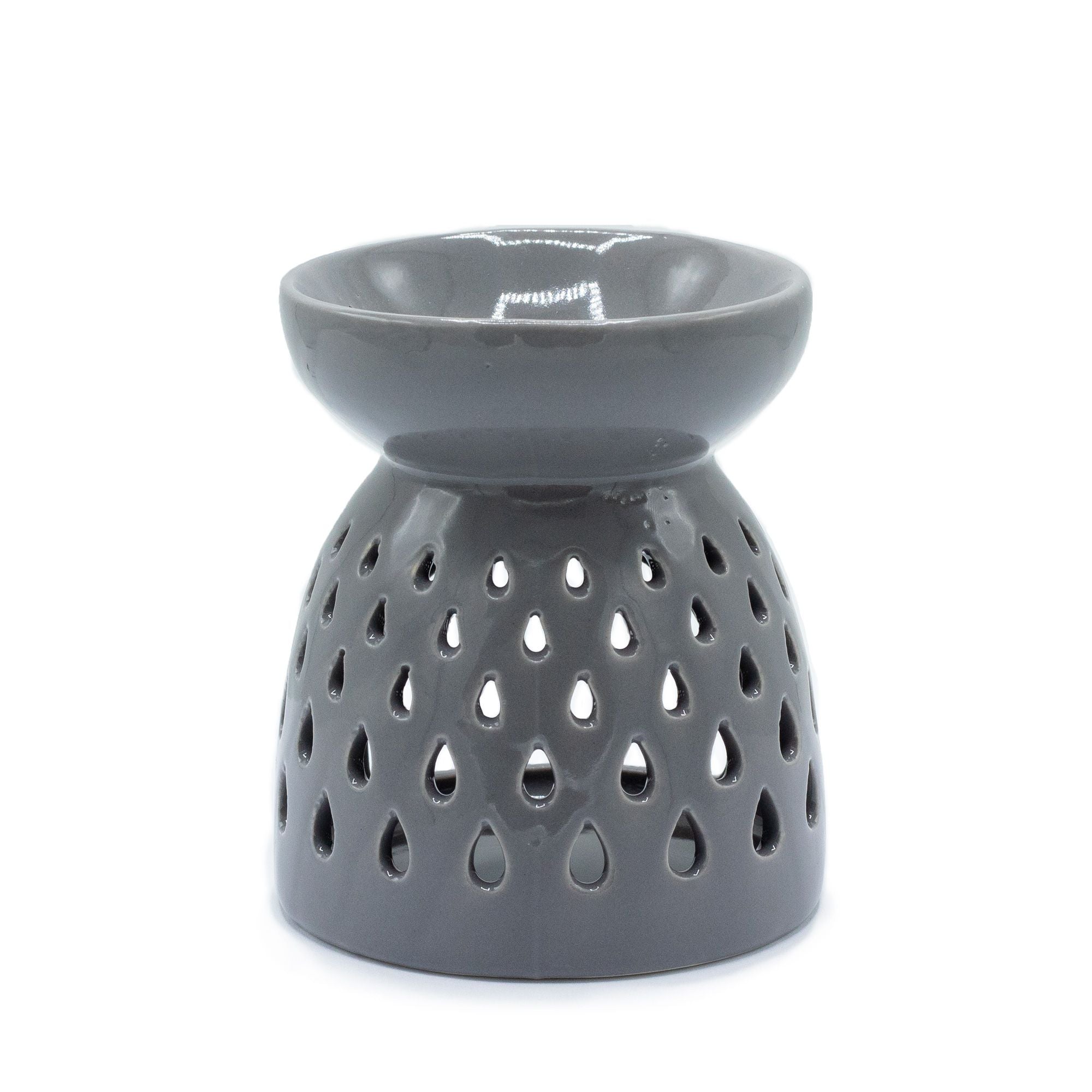 Classic Oil Burner – Teardrops Cutout – Grey – grey oil burner, alternate product view 2