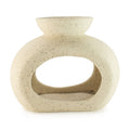 Ceramic Zen Oil Burner – Oval Pebble – Speckled Off – White – white oil burner, main product view