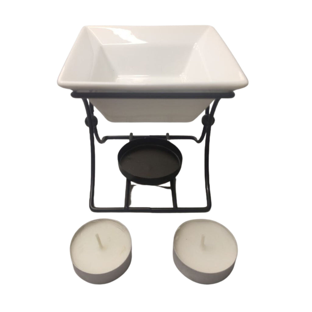 Ceramic & Metal Square Stand – Oil Burner – oil burner, alternate product view 3