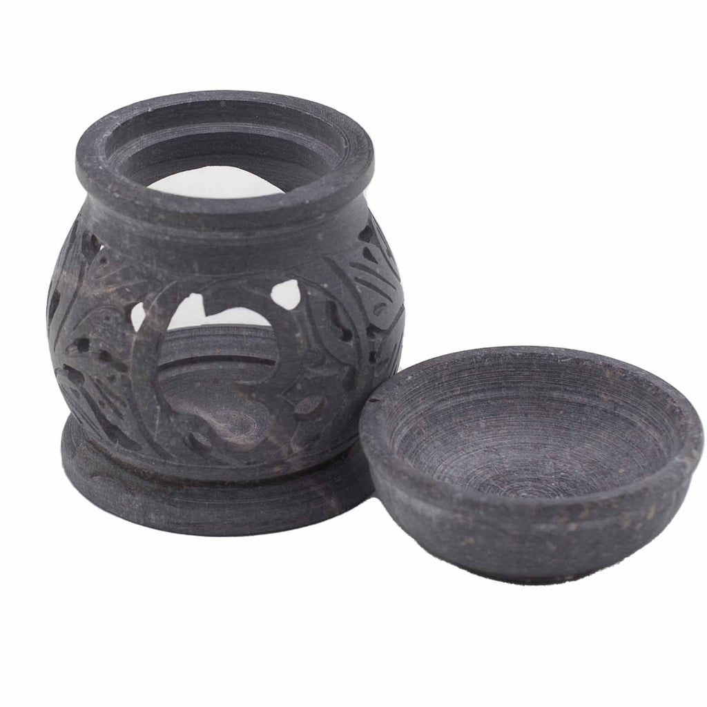 Small Soapstone Oil Burner 8cm – Om – oil burner, alternate product view 4