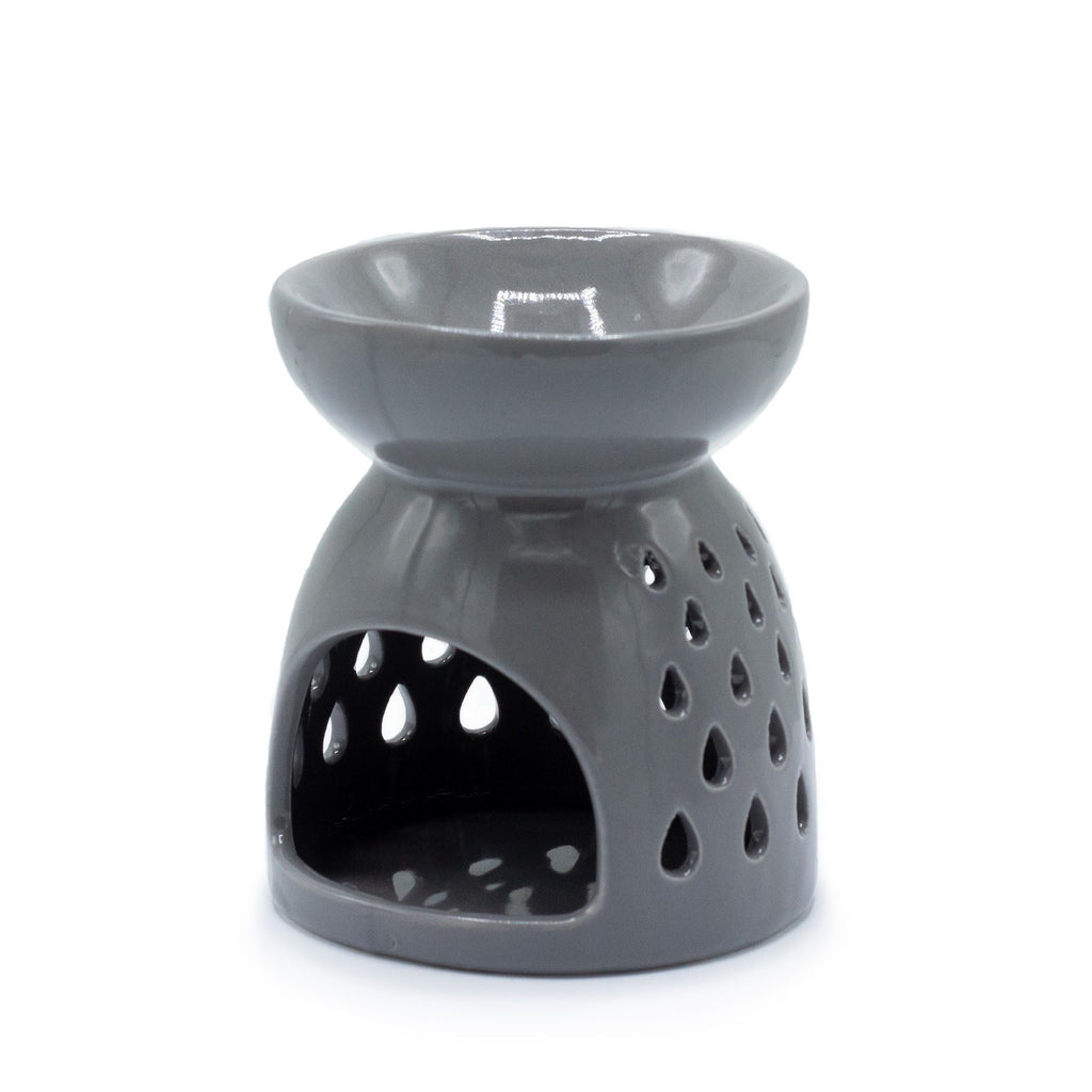 Classic Oil Burner – Teardrops Cutout – Grey – grey oil burner, main product view