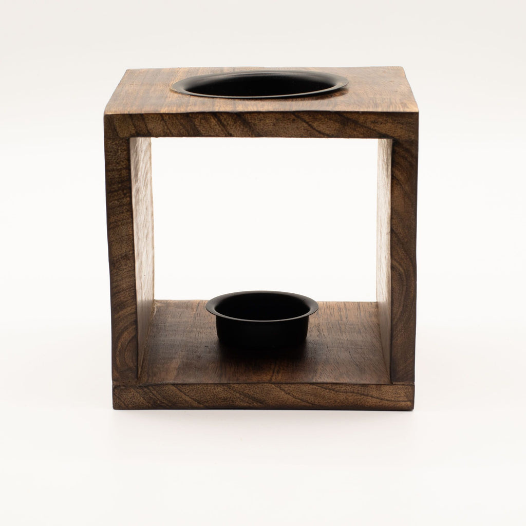 Large Square Mango Wood Oil Burner – Buddha Face – oil burner, alternate product view 5