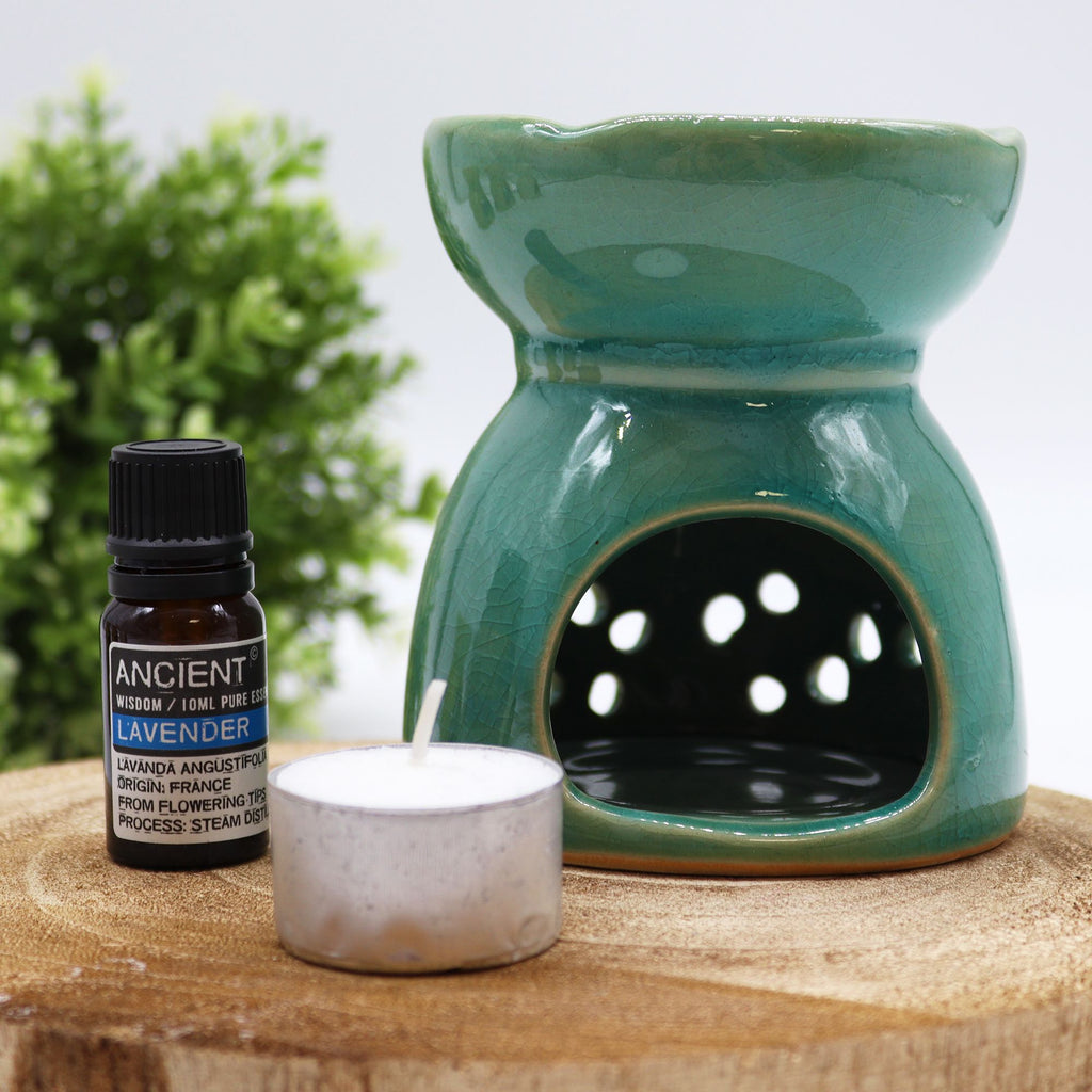 Tree of Life Oil Burner – Blue – blue oil burner, main product view
