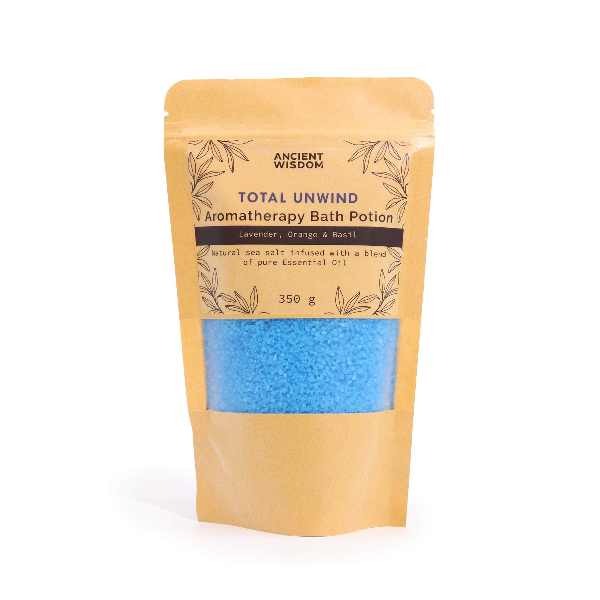 Aromatherapy Bath Potion in Kraft Bag 350g – Total Unwind – Bath Salts – bath salts, main product view