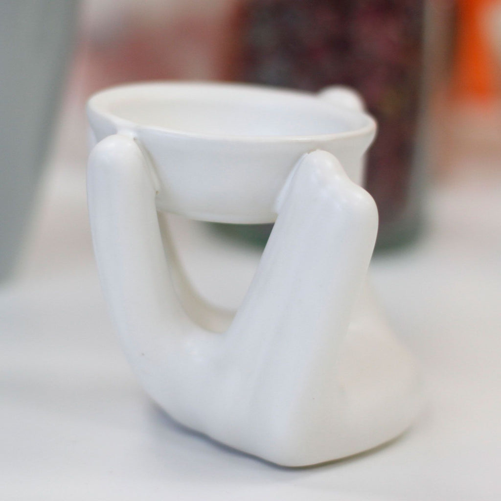 Helping Hand Oil Burner – White – white oil burner, alternate product view 2