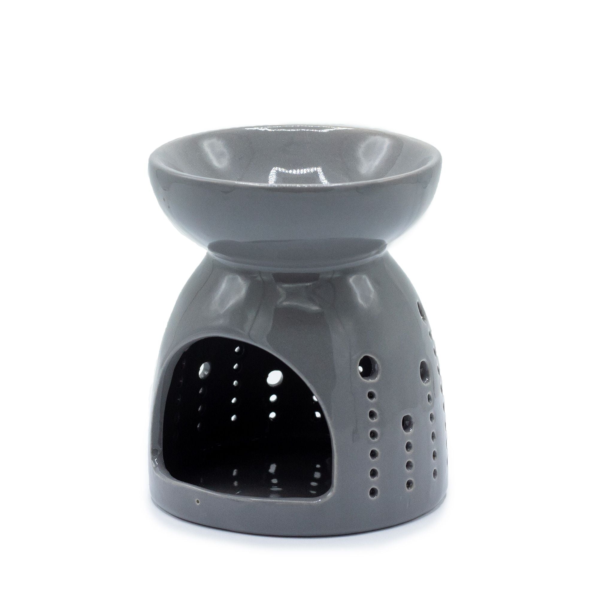 Classic Oil Burner – Bubbles Cutout – Grey – grey oil burner, main product view