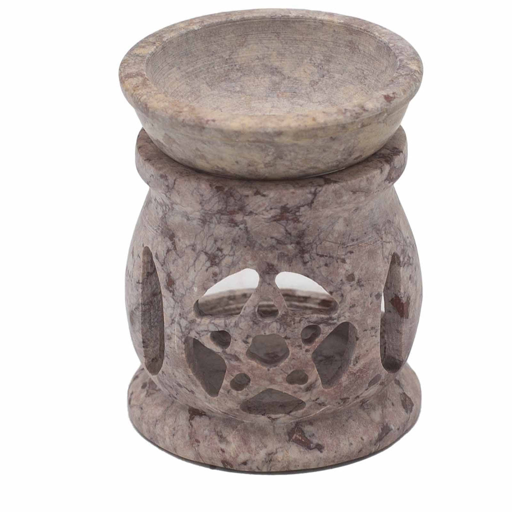 Small Soapstone Oil Burner 8cm – Three Moon Pentagon – oil burner, alternate product view 2