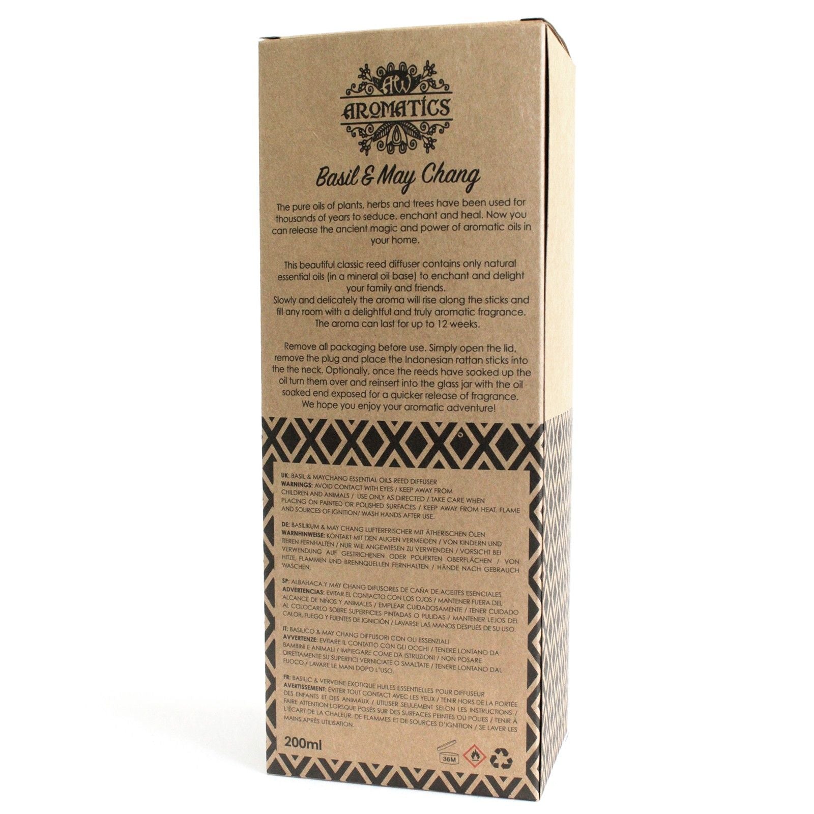 200ml Basil & Maychang Essential Oil Reed Diffuser – reed diffuser, main product view