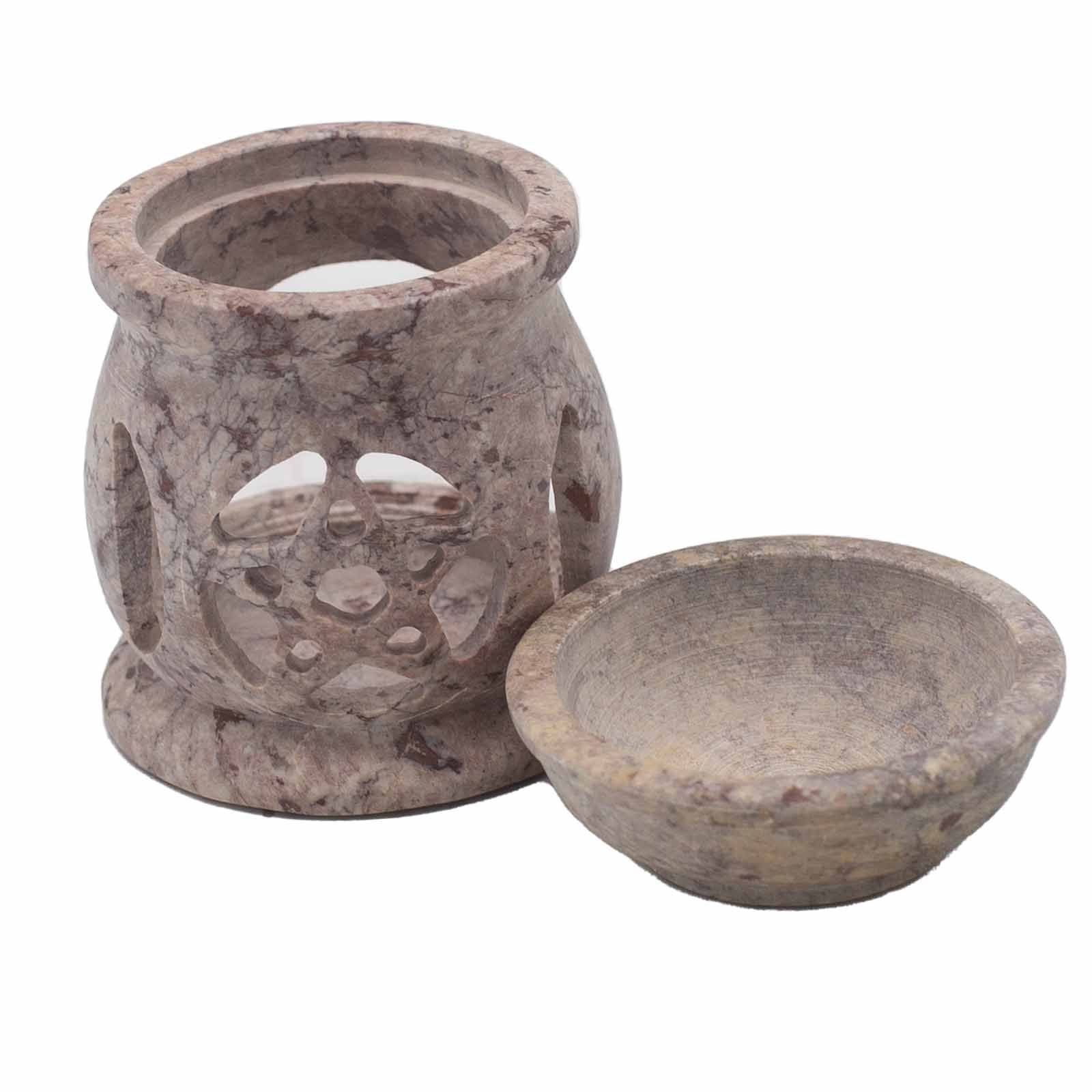 Small Soapstone Oil Burner 8cm – Three Moon Pentagon – oil burner, alternate product view 4