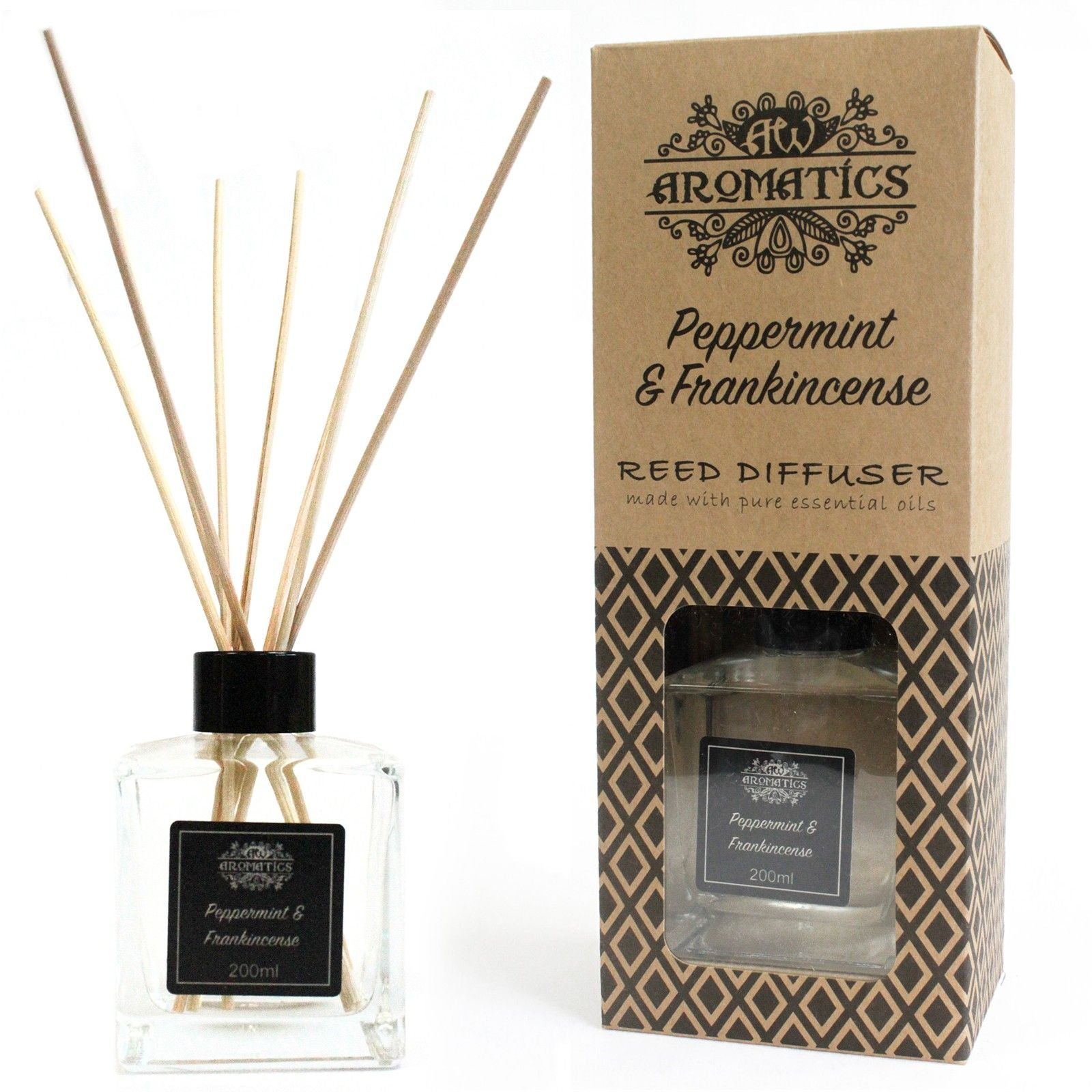 200ml Peppermint & Frankincense Essential Oil Reed Diffuser – reed diffuser, alternate product view 3