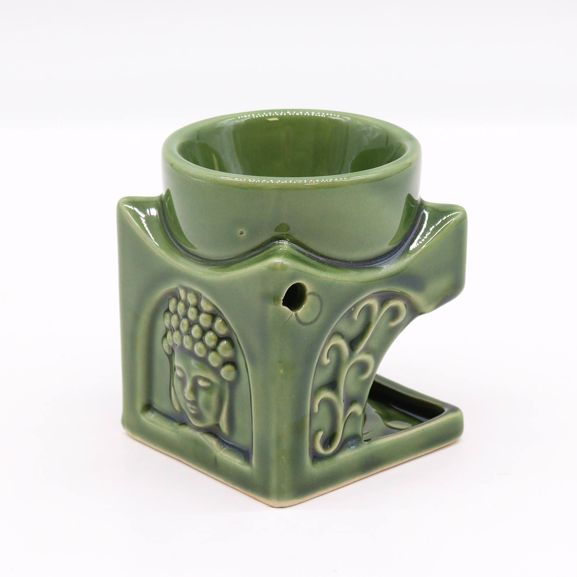 Square Buddha Burner – Dark Jade – Oil Burner – oil burner, alternate product view 3