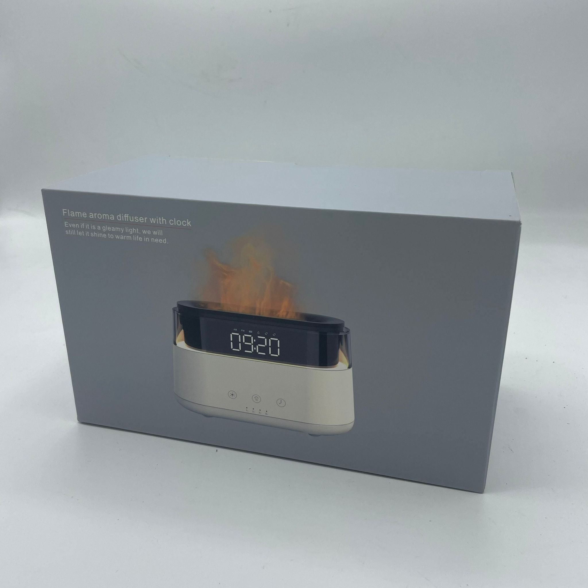 Modern Flame Effect Ultrasonic Home Fragrance Diffuser with LED Clock – product image