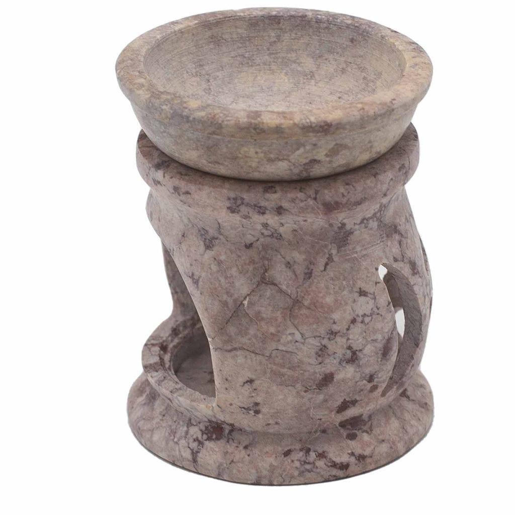 Small Soapstone Oil Burner 8cm – Three Moon Pentagon – oil burner, main product view
