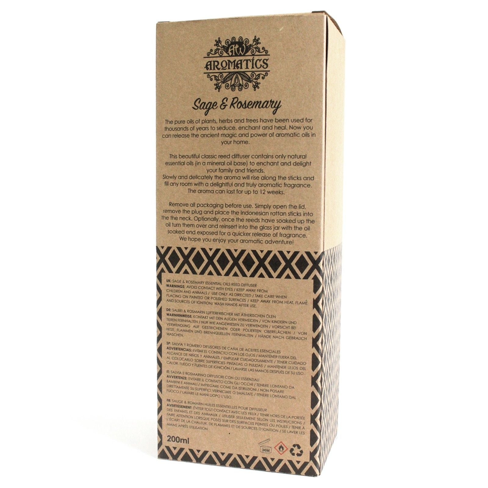 200ml Sage & Rosemary Essential Oil Reed Diffuser – reed diffuser, alternate product view 4