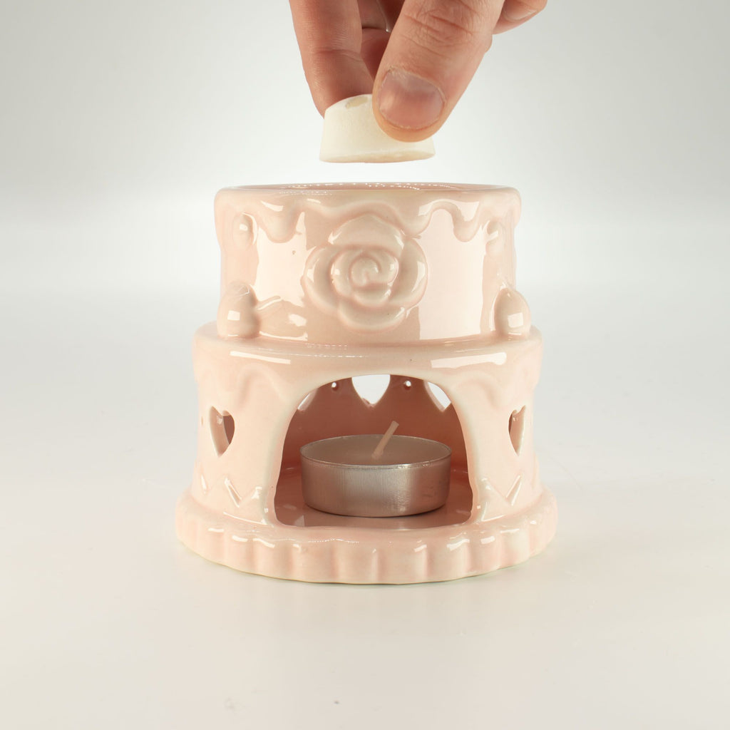 Ceramic Cake Oil Burner – Hearts – Pink – pink oil burner, alternate product view 5