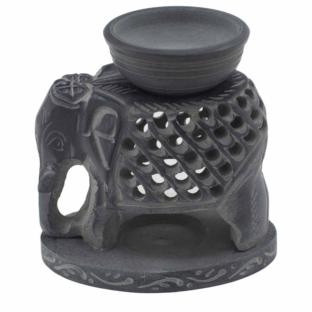Soapstone Oil Burner 10.5cm – Standing Elephant – oil burner, main product view