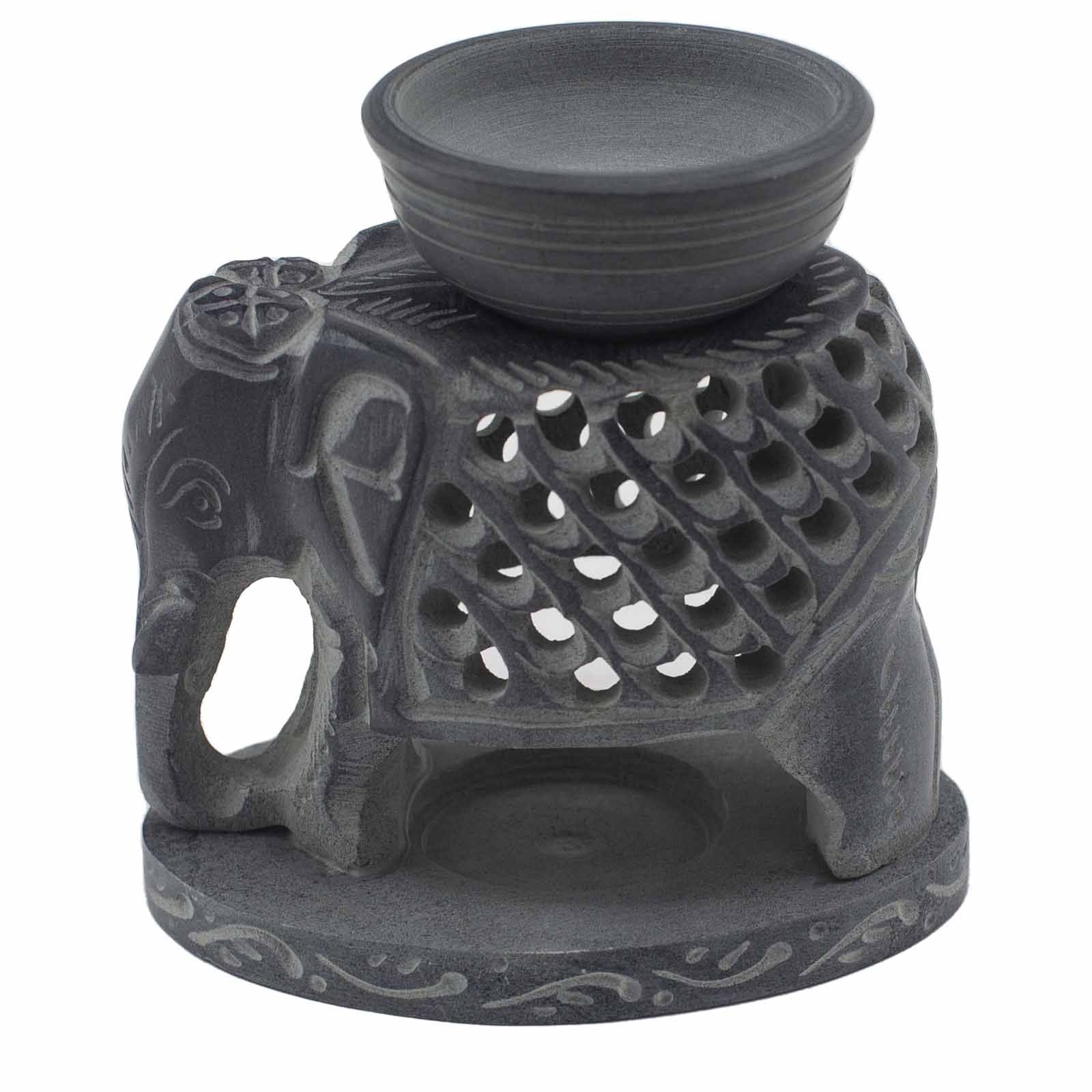Soapstone Oil Burner 10.5cm – Standing Elephant – oil burner, main product view