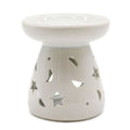 Lrg Classic White Oil Burner – Moon & Star – white oil burner, main product view