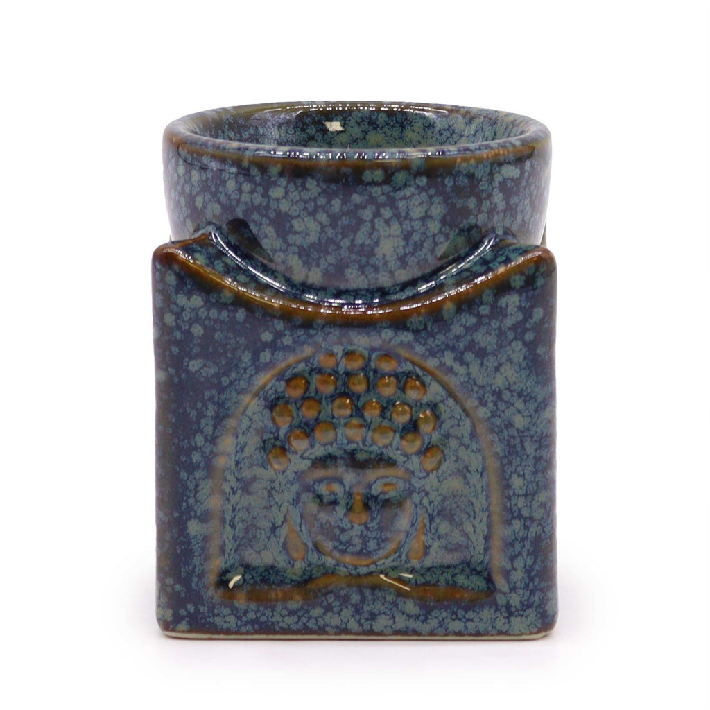 Square Buddha Burner – Dusty Blue – Oil Burner – blue oil burner, alternate product view 3