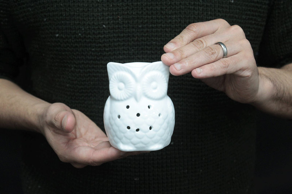 Classic White Oil Burner – Tall Owl – white oil burner, alternate product view 3