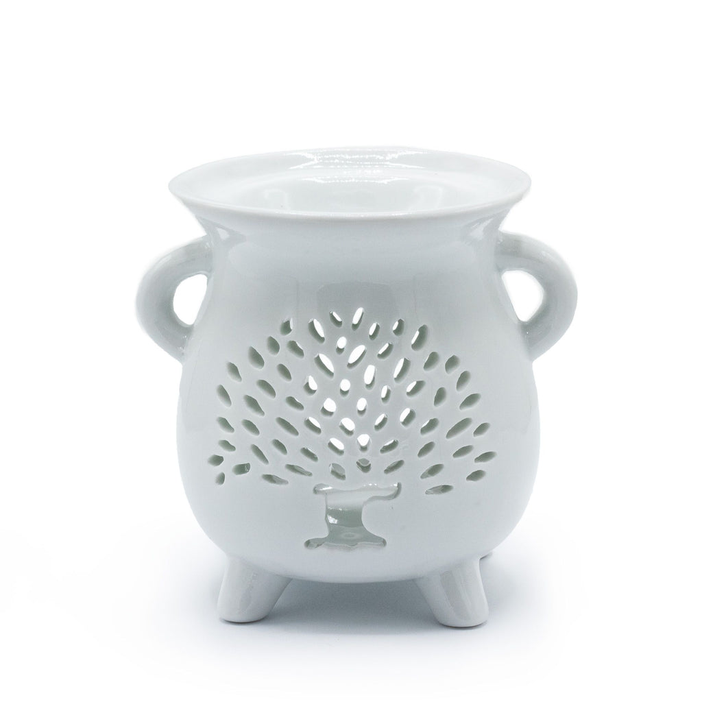 Caildren Oil Burner – Tree of Life – White – white oil burner, alternate product view 2