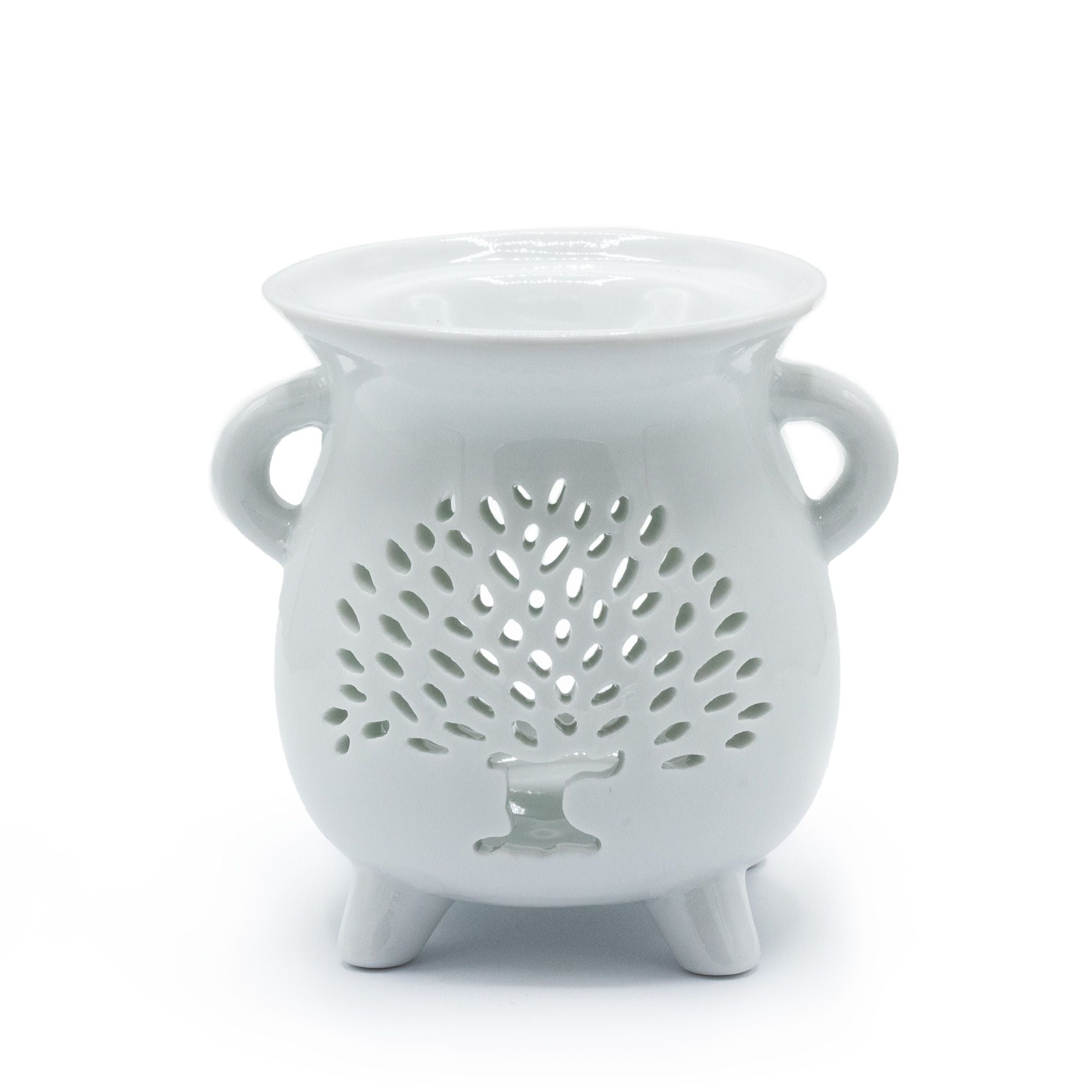 Caildren Oil Burner – Tree of Life – White – white oil burner, alternate product view 2