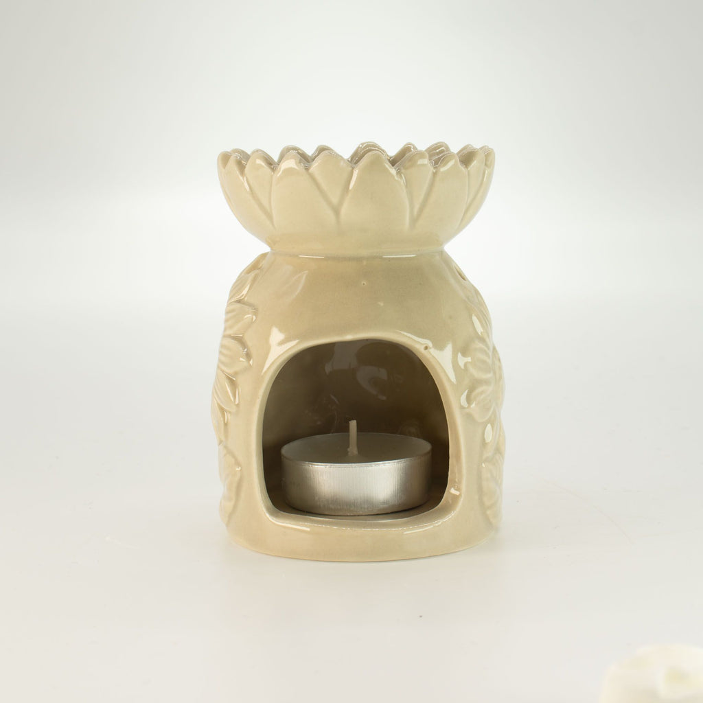 Ceramic Sunflower Oil Burner – Pastel Beige – oil burner, alternate product view 5