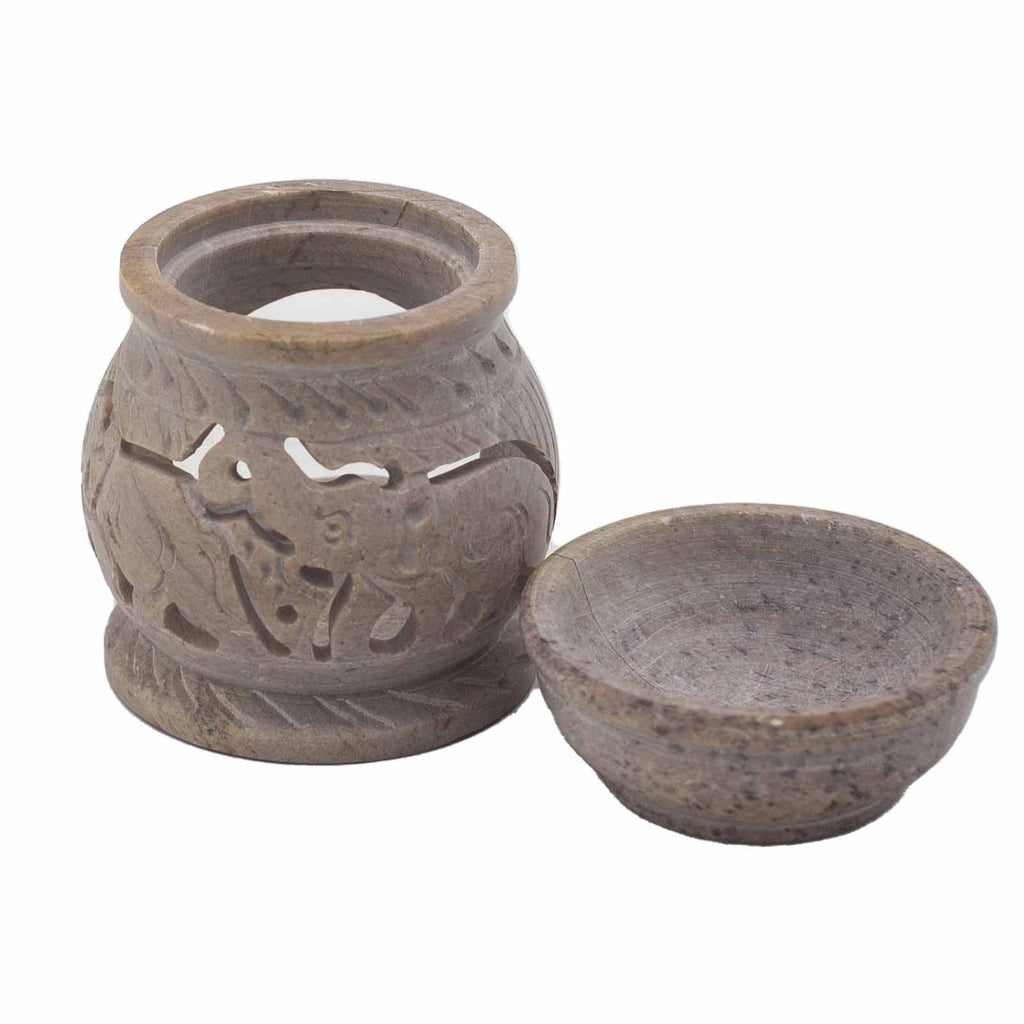 Small Soapstone Oil Burner 8cm – Elephant – oil burner, alternate product view 3