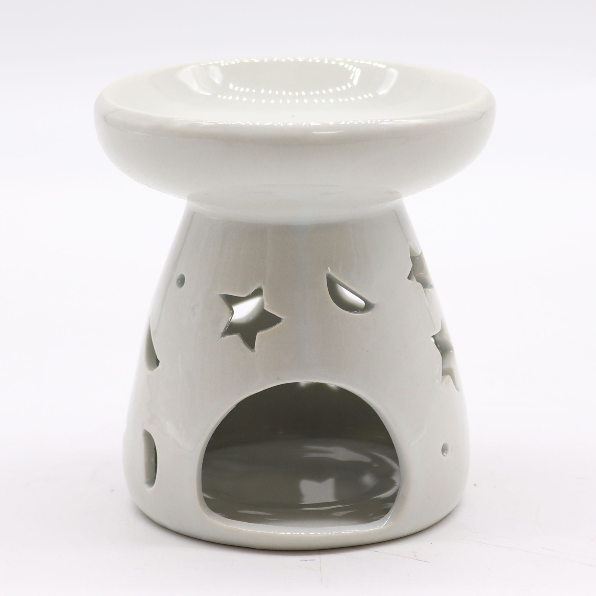 Lrg Classic White Oil Burner – Moon & Star – white oil burner, alternate product view 3