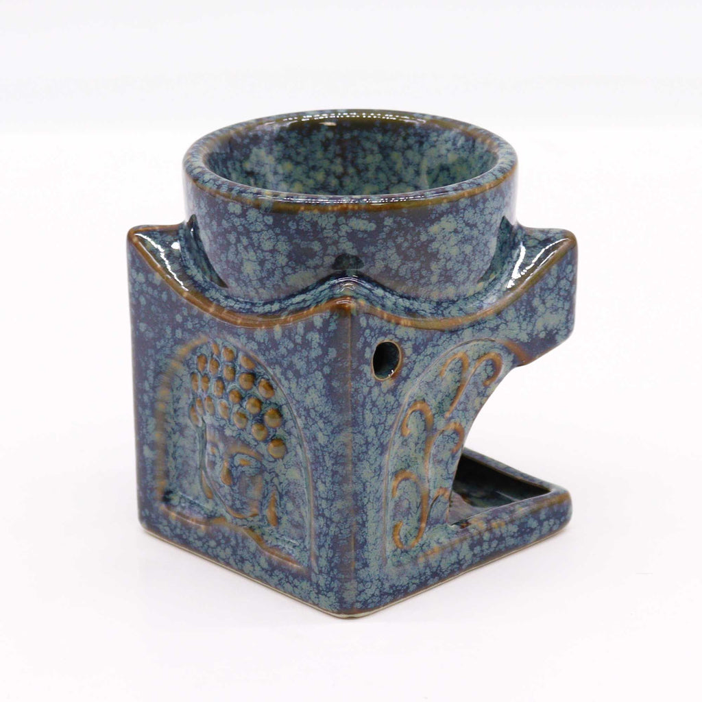 Square Buddha Burner – Dusty Blue – Oil Burner – blue oil burner, alternate product view 2