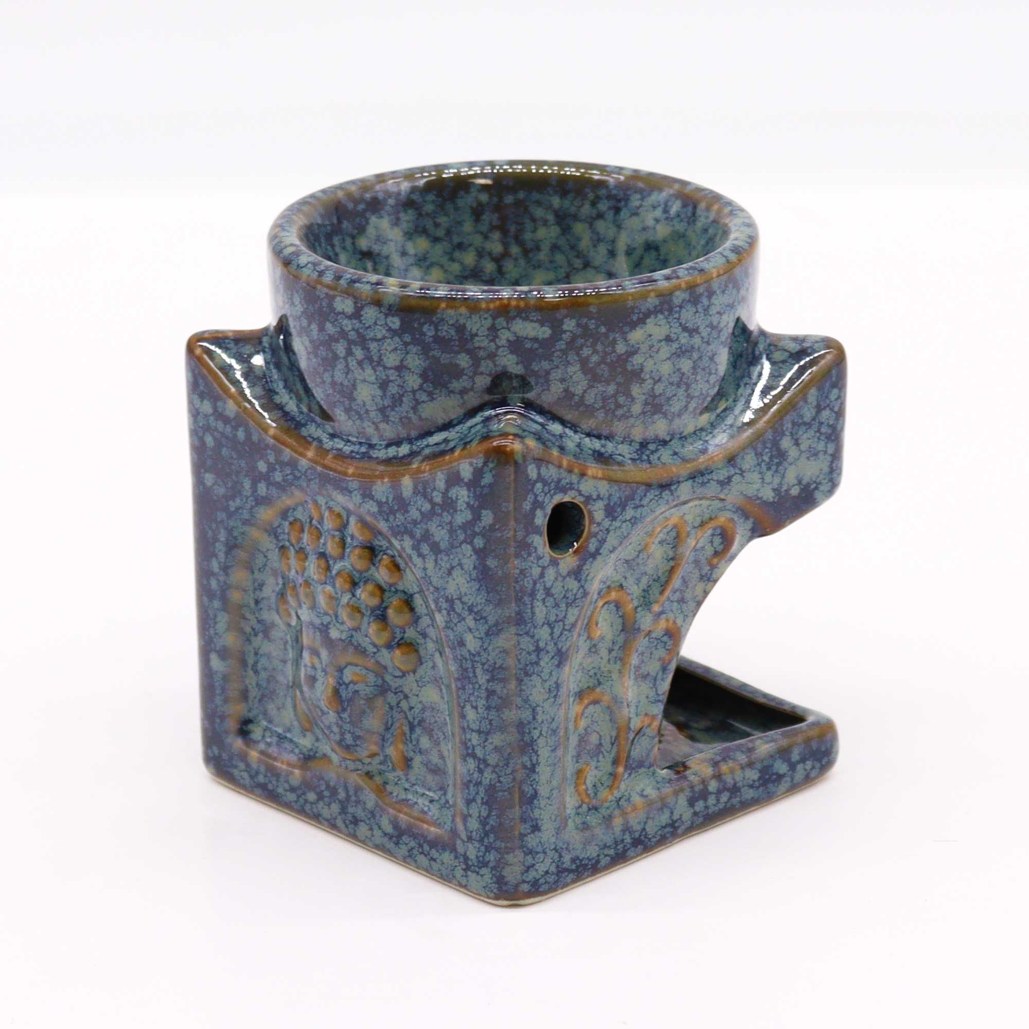 Square Buddha Burner – Dusty Blue – Oil Burner – blue oil burner, alternate product view 2
