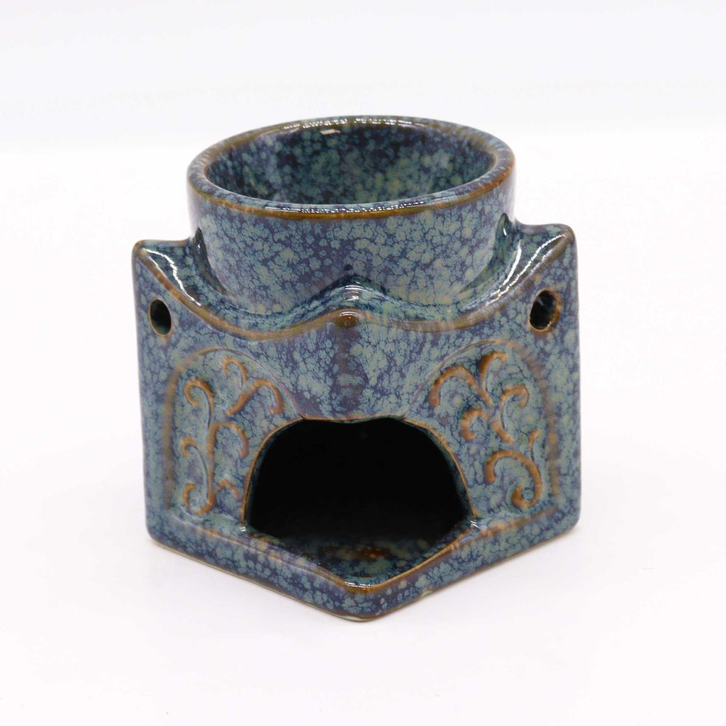Square Buddha Burner – Dusty Blue – Oil Burner – blue oil burner, main product view