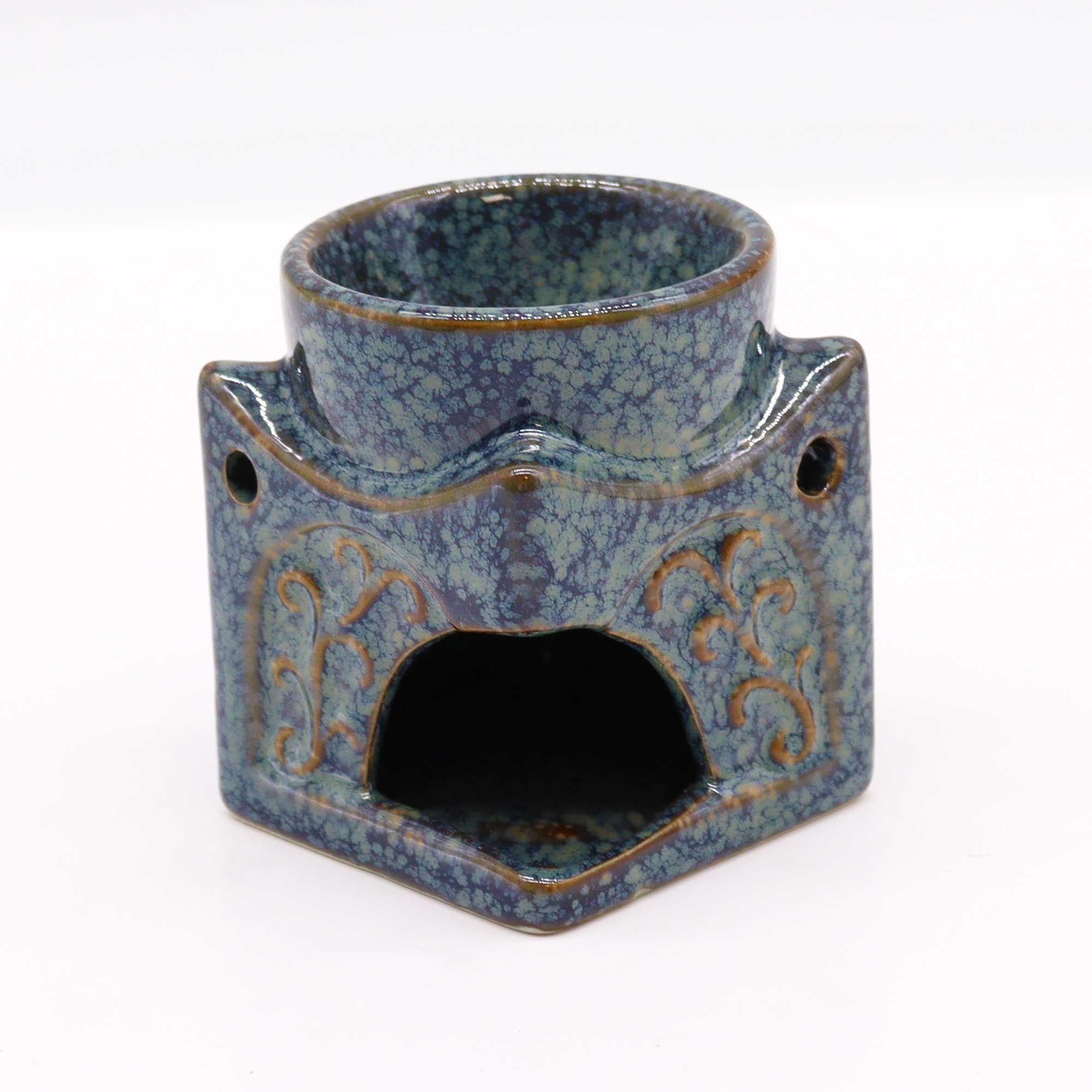 Square Buddha Burner – Dusty Blue – Oil Burner – blue oil burner, main product view