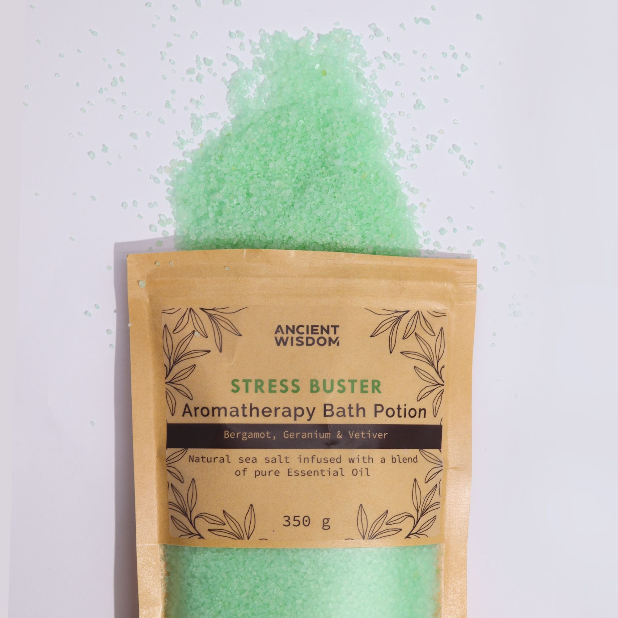 Aromatherapy Bath Potion in Kraft Bag 350g – Stress Buster – Bath Salts – bath salts, alternate product view 3
