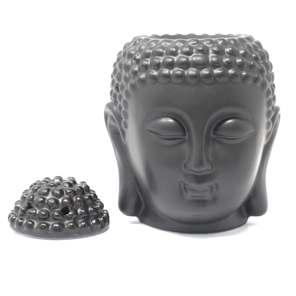 Buddah Head Oil Burner – Dark Brown – brown oil burner, main product view