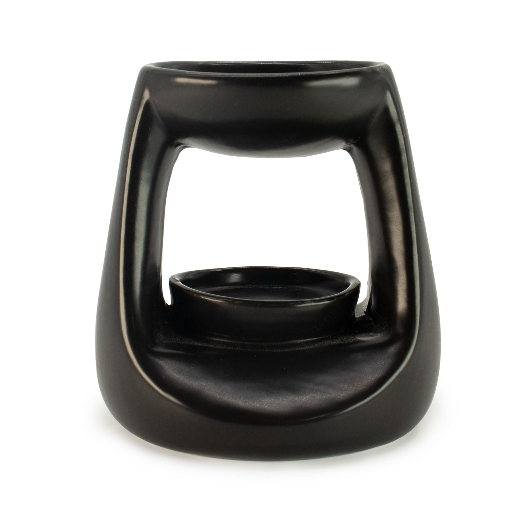 Ceramic Zen Oil Burner – Small Classic – Matt Black – black oil burner, main product view